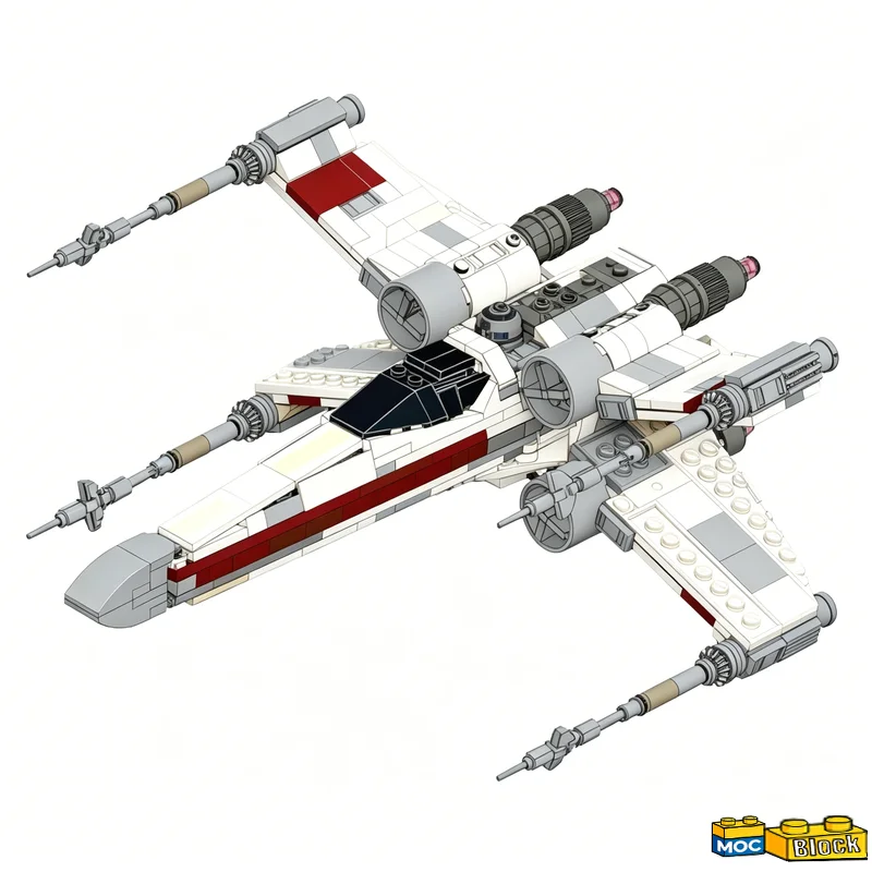 834PCS T-65 B X Technology Wing Starfighter Red 5 Model Custom Building Blocks DIY Assembly Educational Toy Boys Birthday Gifts