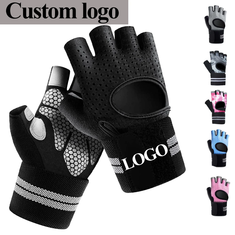 Fingerless Workout Gloves Men and Women Weight Lifting Gloves With Wrist Wraps Support For Gym Training Full Palm Protection