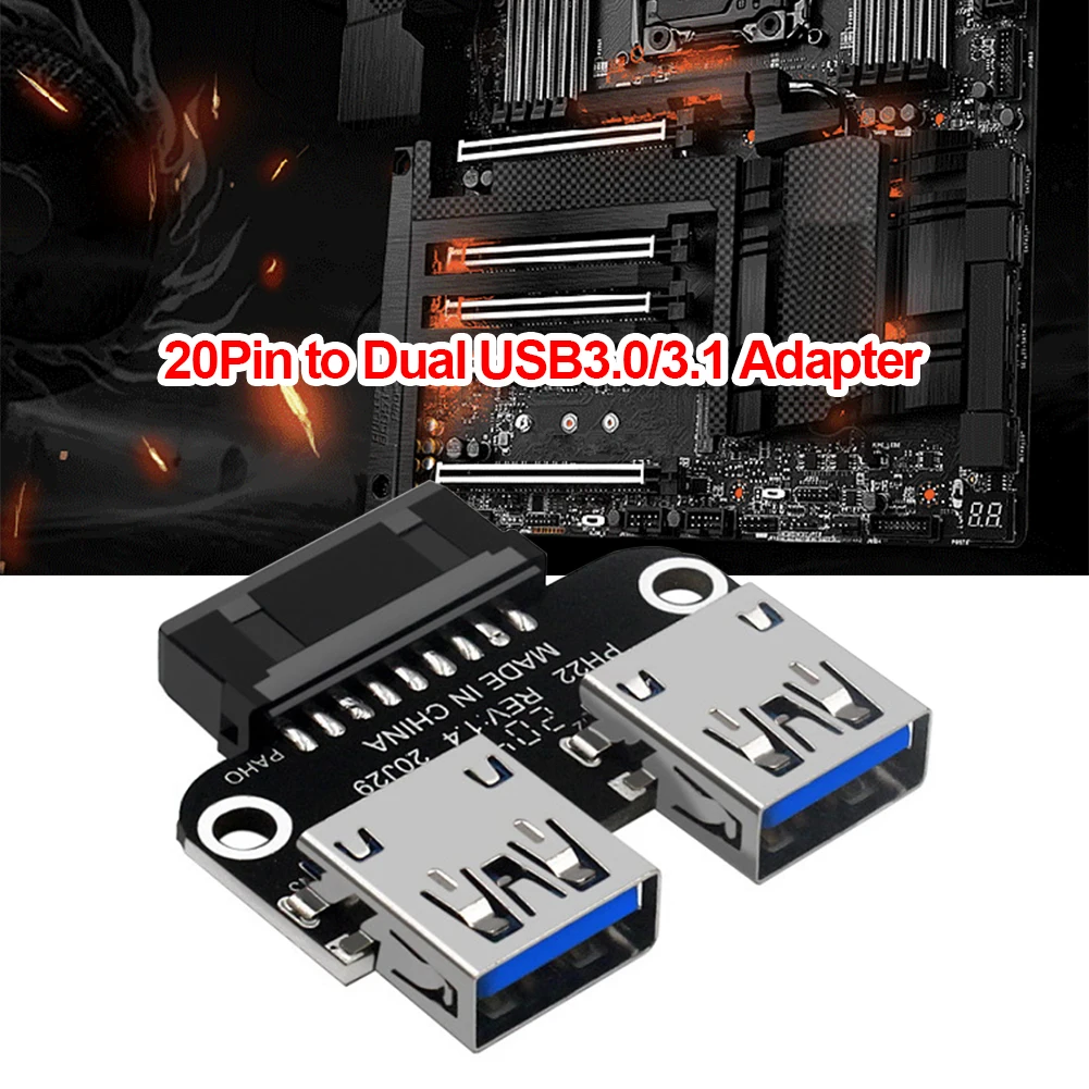 Female Motherboard Adapter USB 3.0 19 20 Pin Socket to Dual USB 3.0 A Splitter Anti-Interference Ability Stability