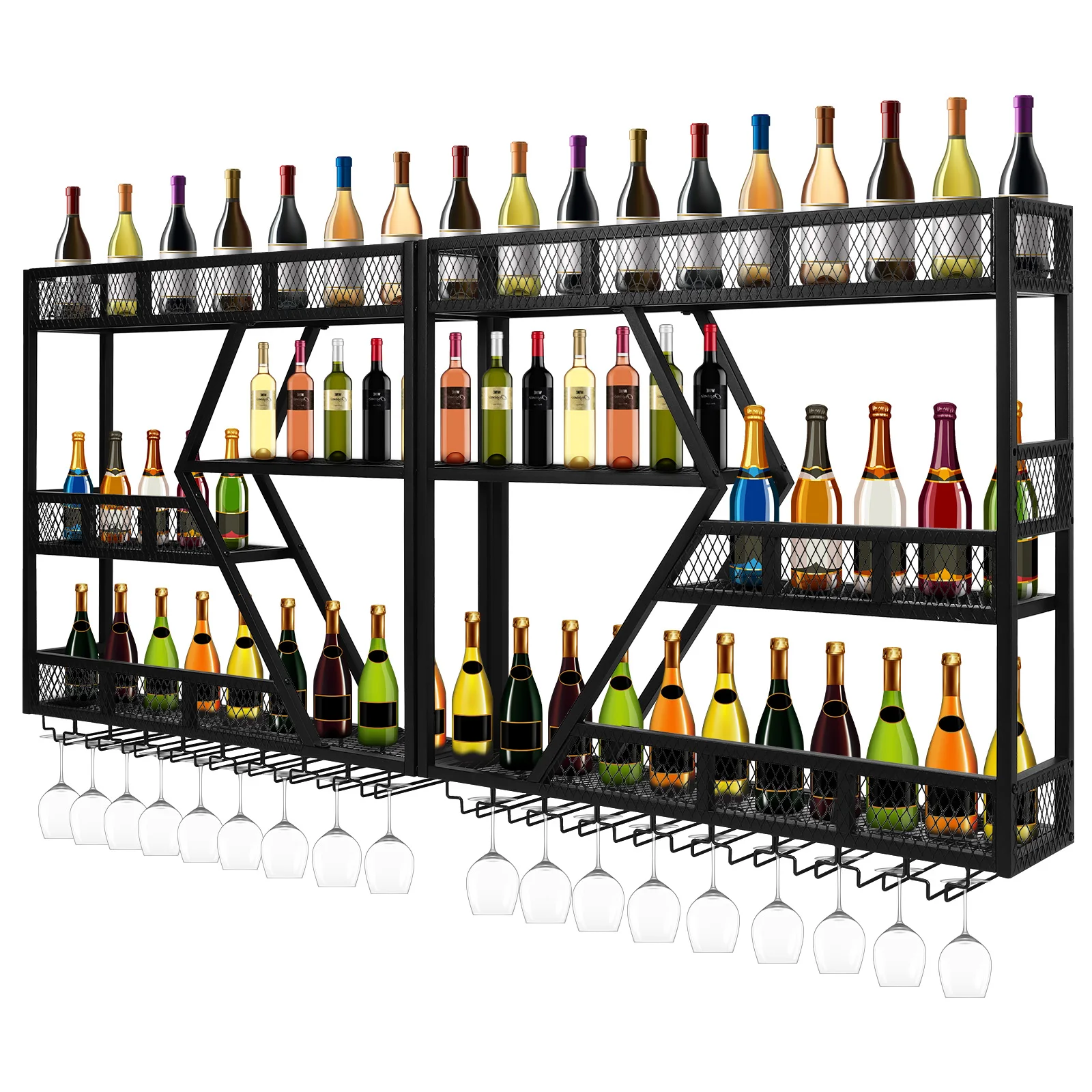 Organisateur de stockage de vin mural avec barre transversale Anti-chute, affichage de stockage de verres à vin pour cuisine salle à manger