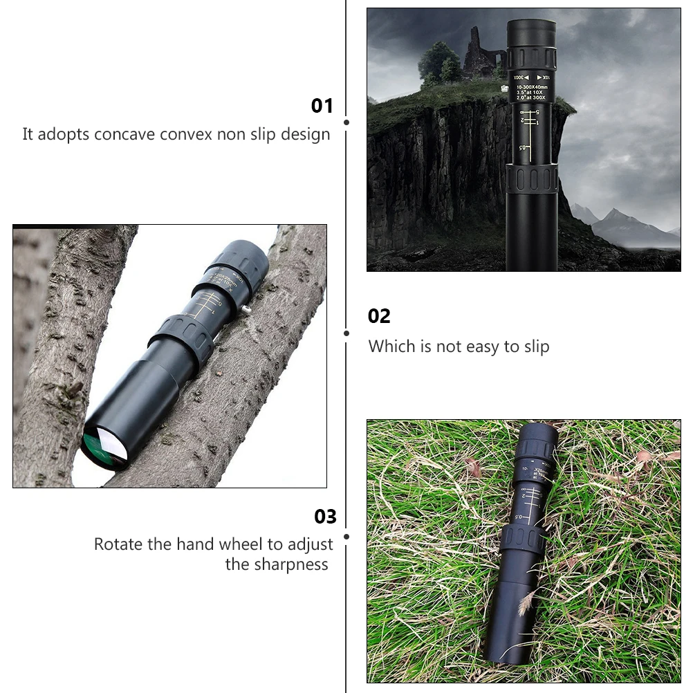 

10 300x40 Telescope Monocular 40mm Lens for Hiking Bird Watching Hunting Metal Body Mini Viewing Telescopes Gifts