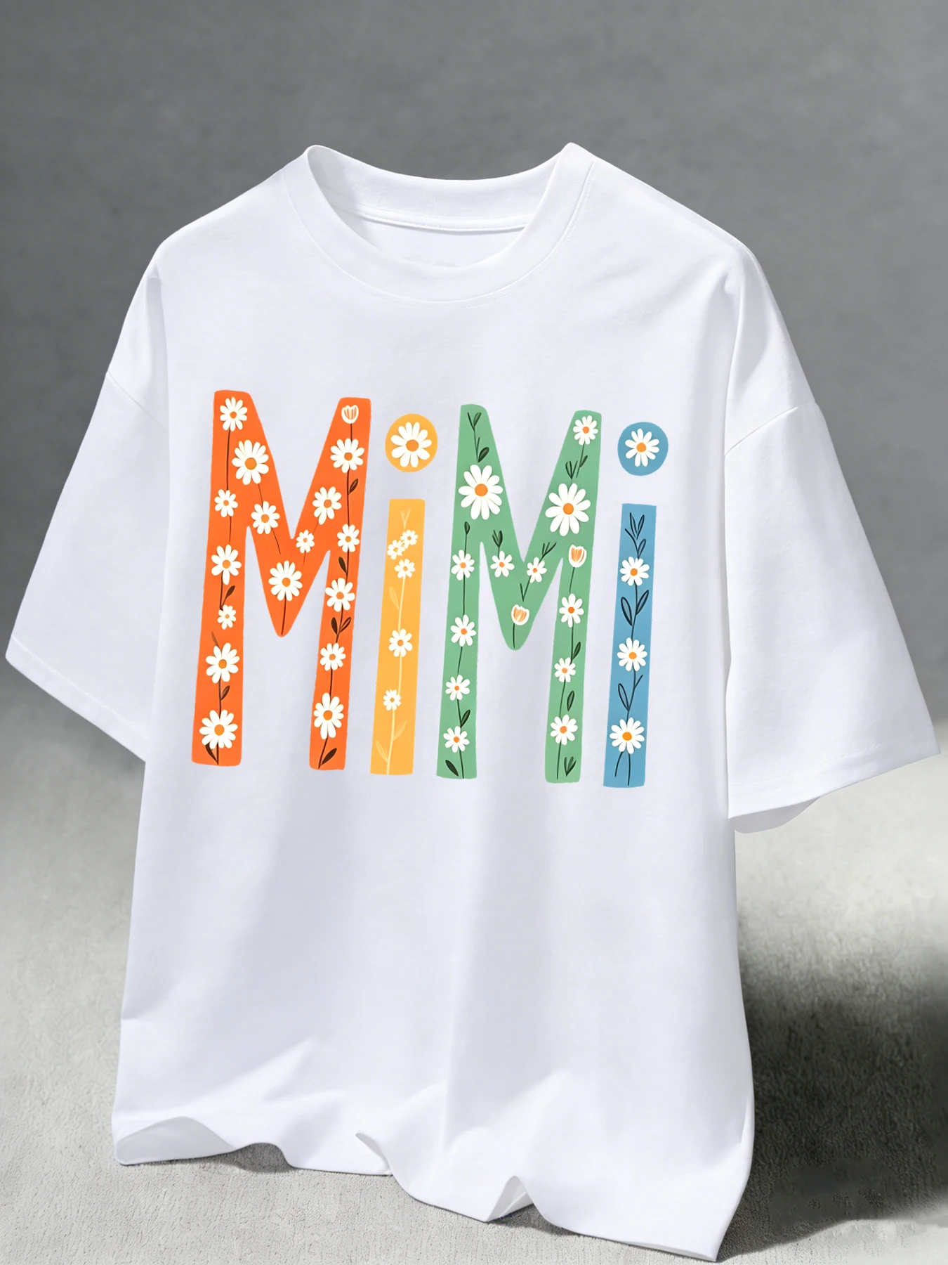 Floral Letter Design Mimi Printing T Shirt Man Summer O-Neck T-Shirts Casual Cotton Clothing All-Match Hip Hop Sportswear