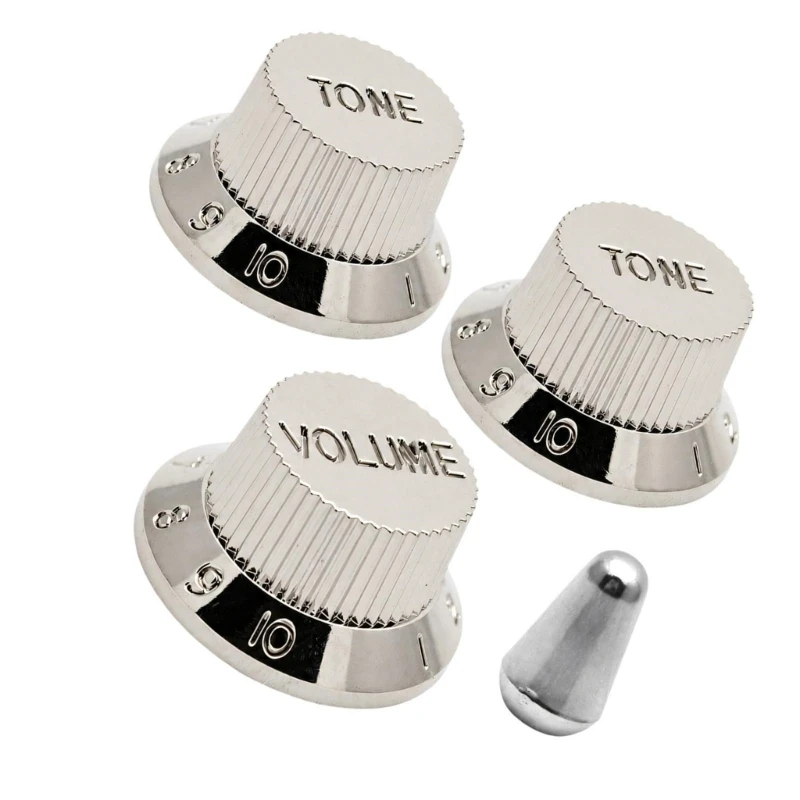  Tone Labeled Guitar Control Knob Set ABS Replacement Parts with Ribbed Grip Sides for Routine Hardware Care Use