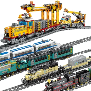 Creative Expert Ideas Lecomotive Steam Train Moc Railway Express Bricks Modular Model Building Blocks Toys for children gifts