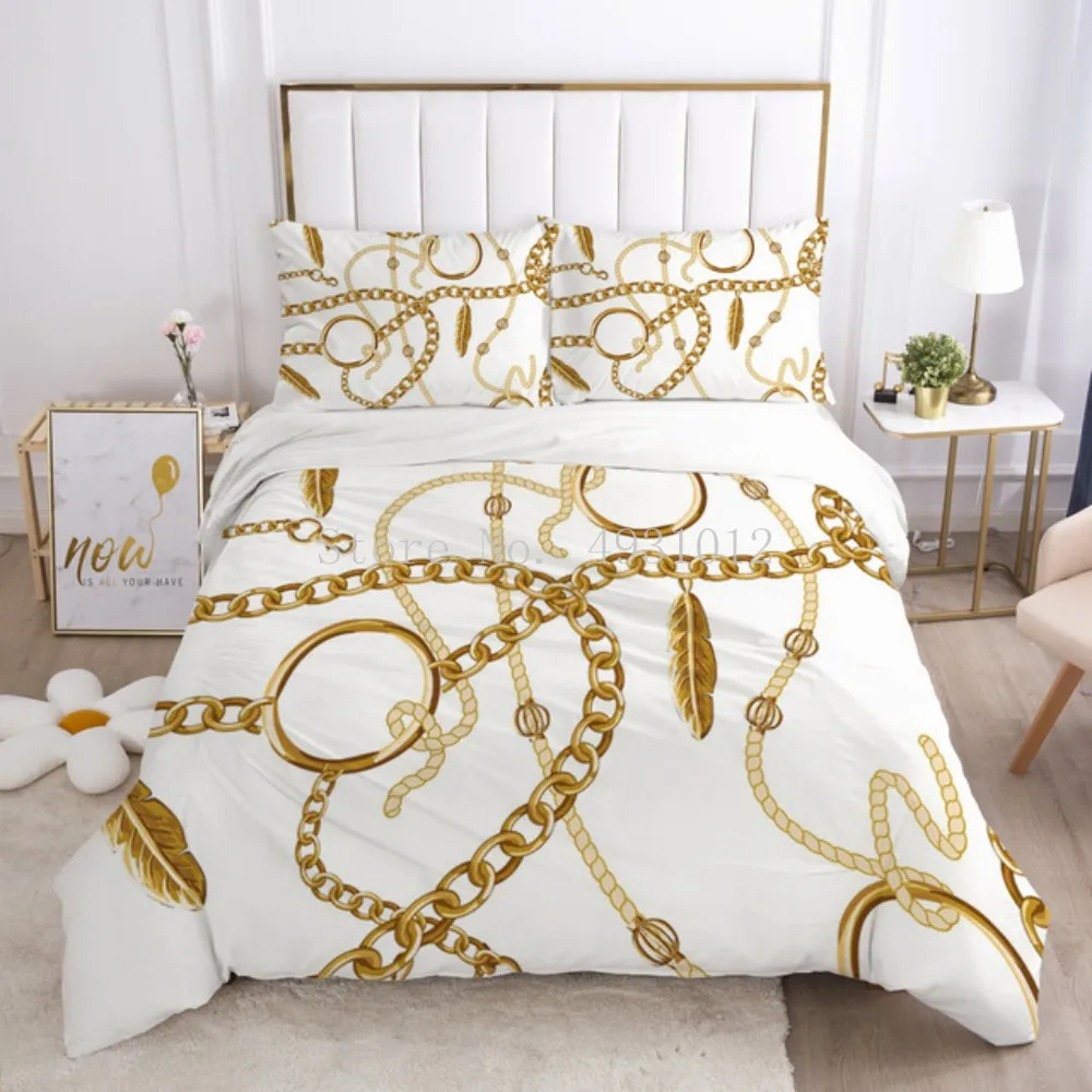 Luxury Bedding Set Simplicity Nordic Style Printed Double Queen Duvet Cover with Pillowcases 3 Pieces Polyester Quilt Cover