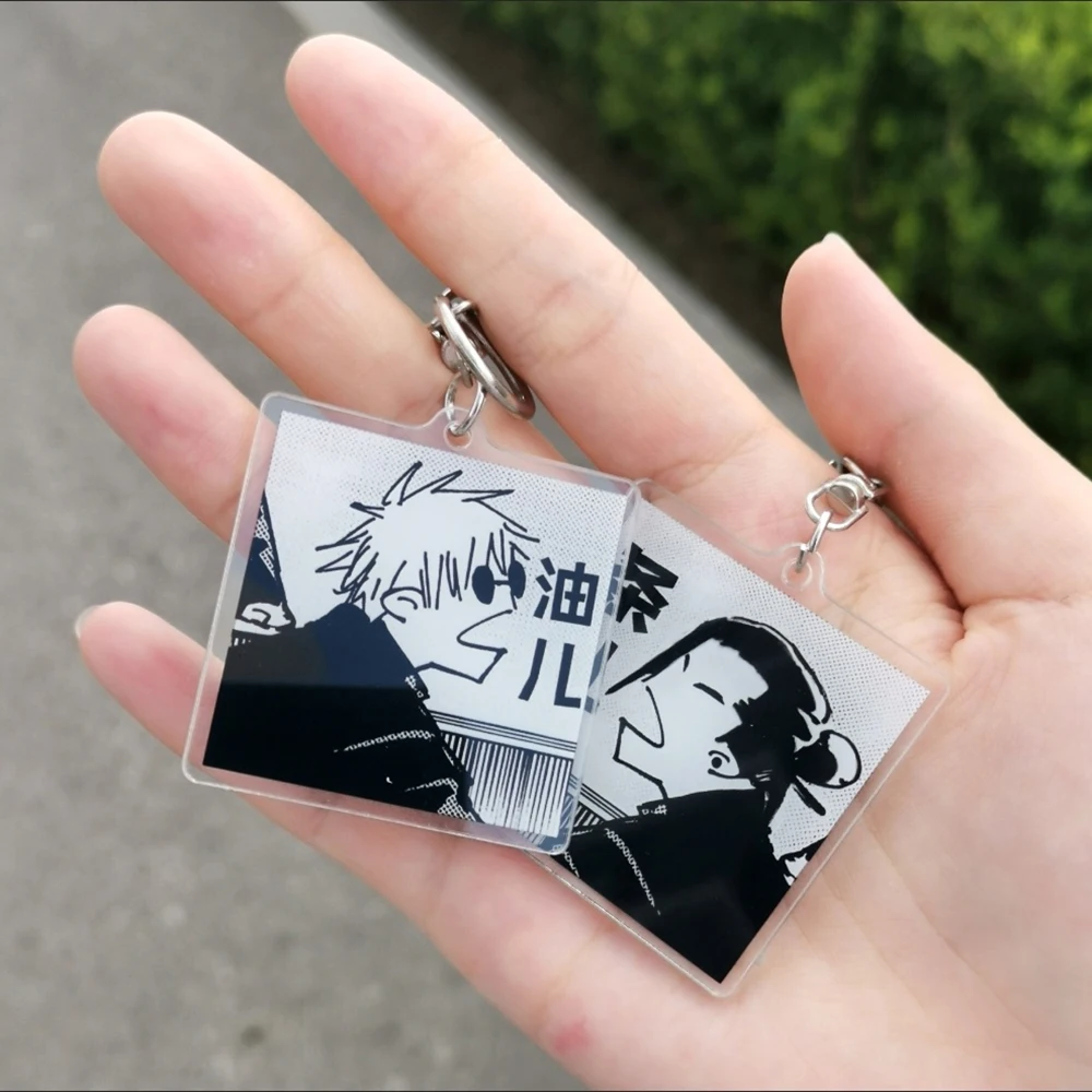2pcs/set Anime Jujutsu Kaisen Satoru Gojo Geto Suguru Key Chain Cute Bag Backpack Pendant Acrylic Couple Keychains Accessories ﻿