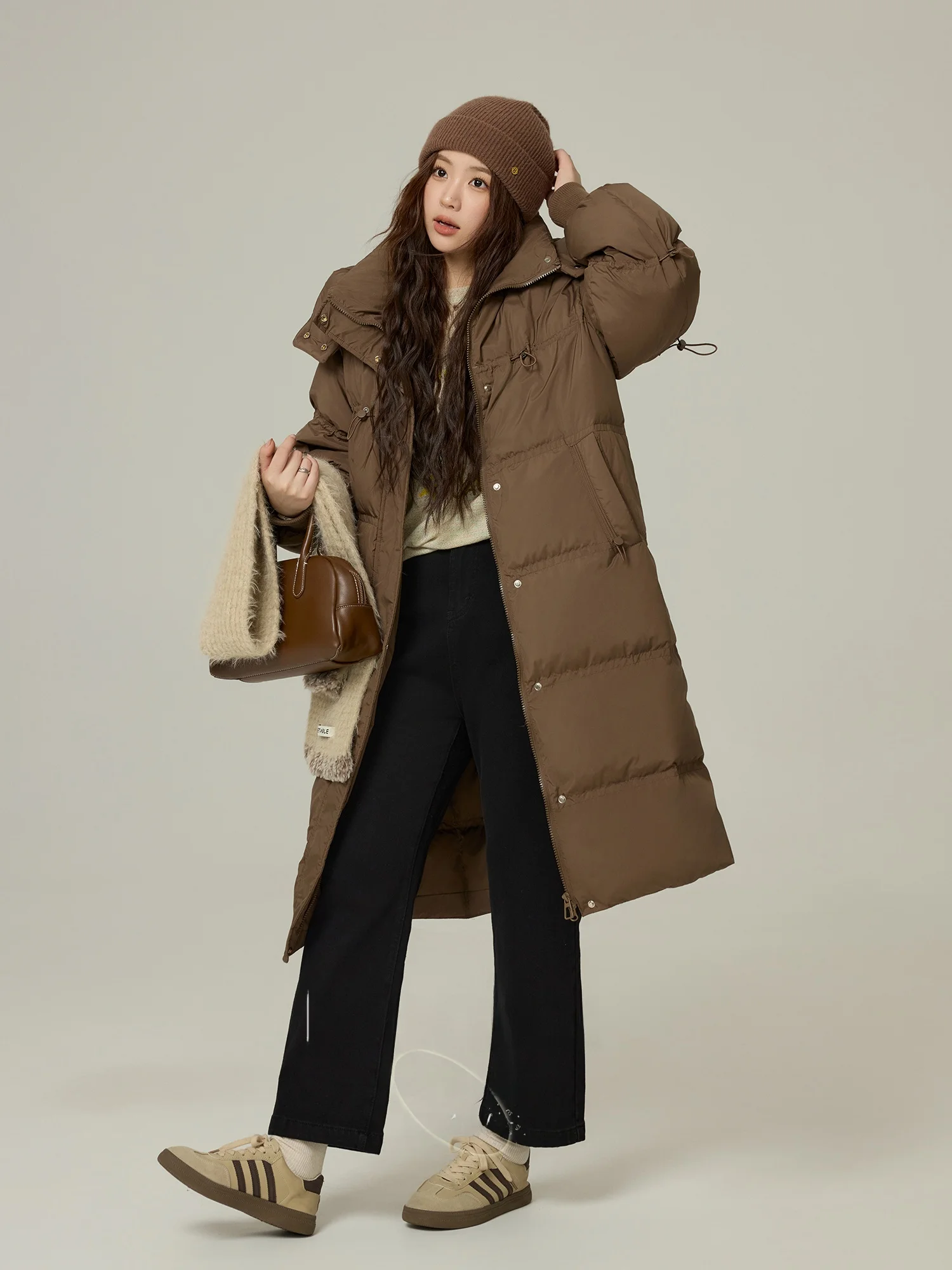 

Monika, женские зимние пуховые джинсы до колена с капюшоном больших размеров, свободные теплые повседневные длинные брюки из полиэфирного волокна, ape Sanda...