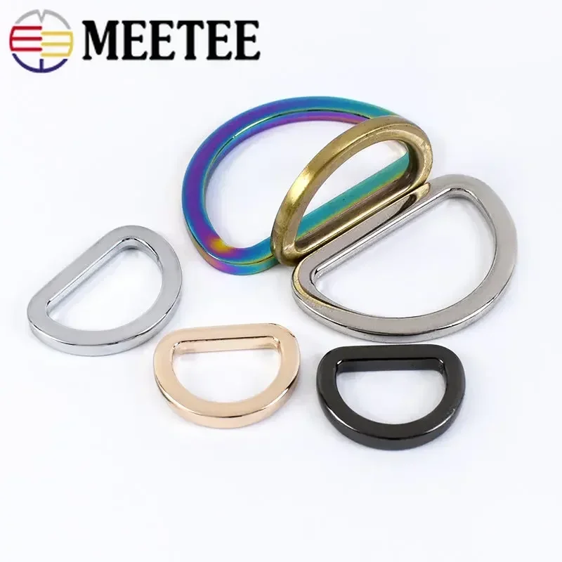 10/20pcs Meetee 16/20/25/32/38mm Metal O D Ring Buckles Flat Bag Purse Strap Dog Collar Adjustable Buckle DIY Garment Supplies