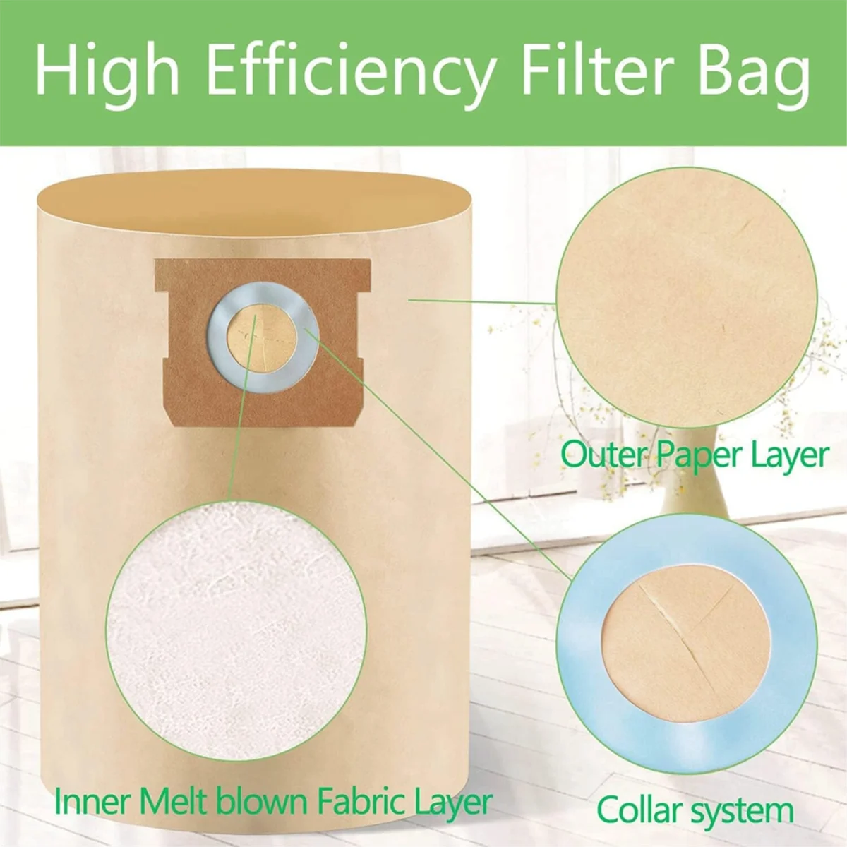 Sales 12Pack DXVA19-4101 Dust Bag for DeWalt 6-10 Gallon Wet/Dry Shop Vacuums DXV06P DXV09P DXV10P DXV10S DXV10SA DXV10SB