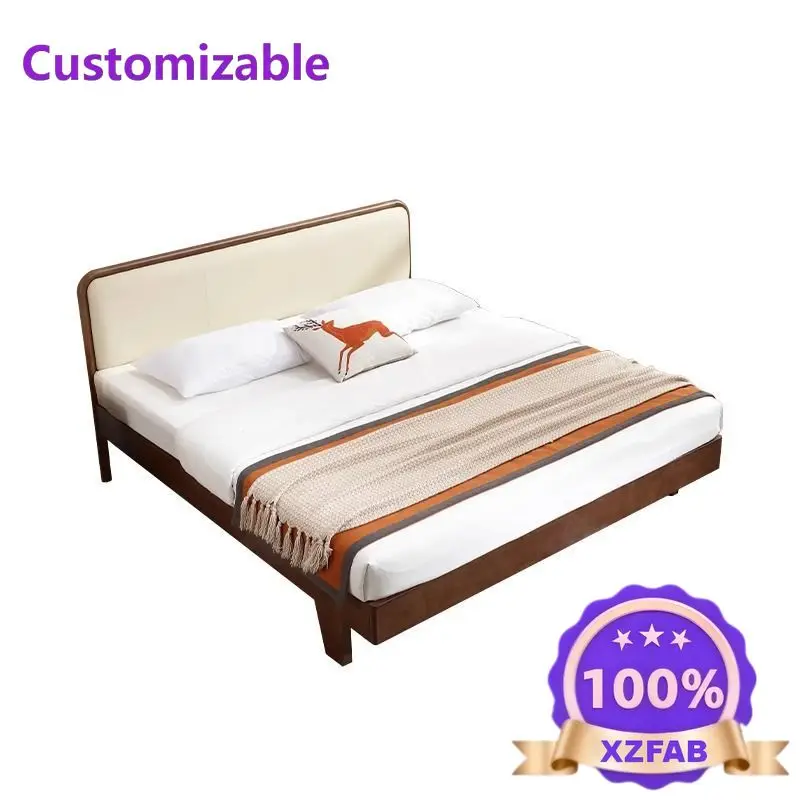 Factory Direct 2026 solid wood bed modern simple household 1.2 meters rental room 1.8 meters double bed master bedroom small apa