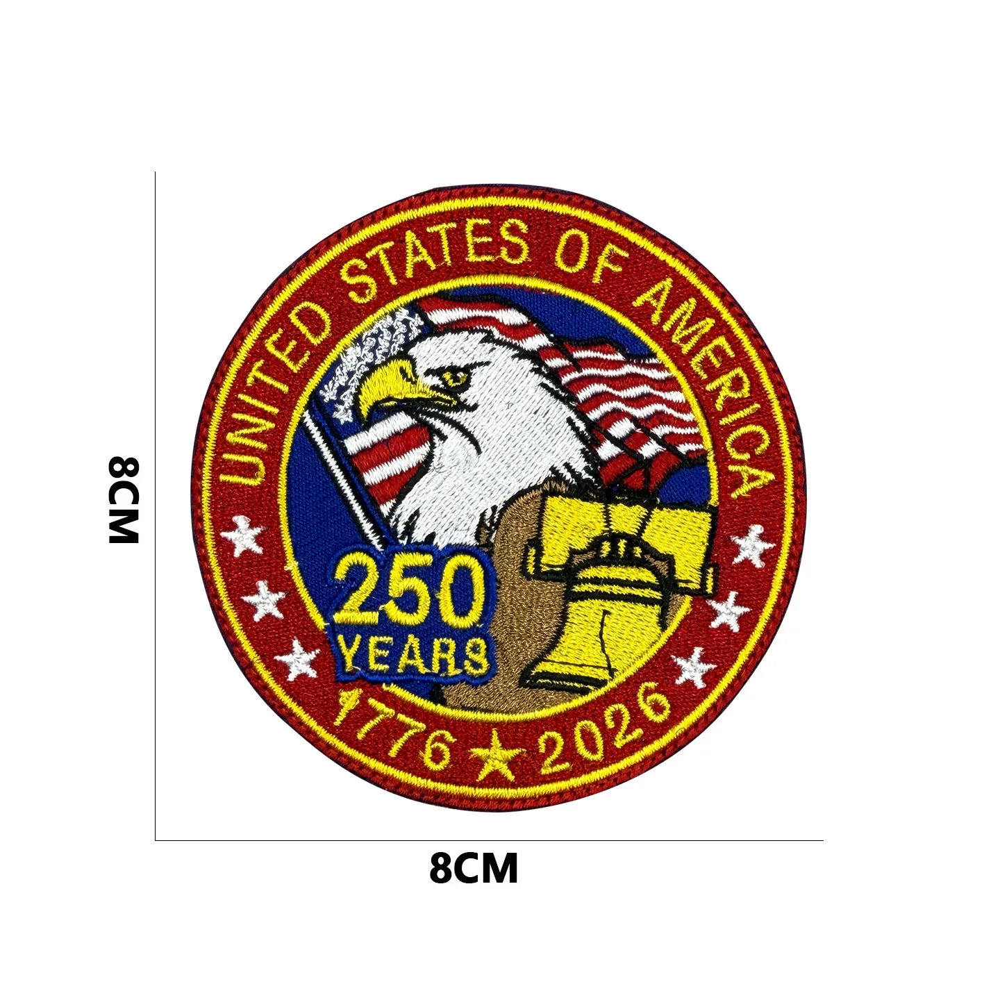 USA 250. Jubiläums-Patch 1776-2026 Amerikanische Flagge Adler Freiheitsstatue Besticktes Taktisches Klett-Abzeichen für Rucksack – Detail 7
