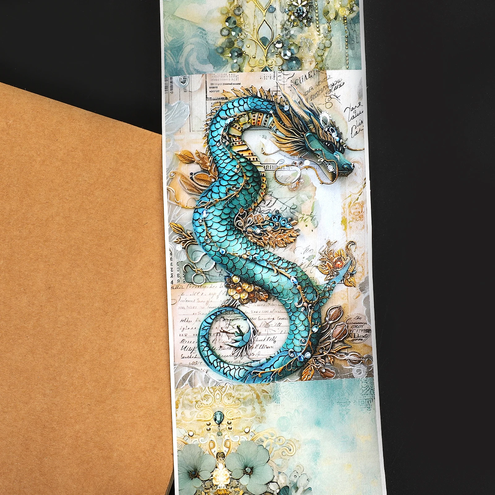 80mm*200cm Vintage Dragon Flower Jewelry Landscape Washi Tape Creative DIY Journal Material Collage Stationery - Image 5