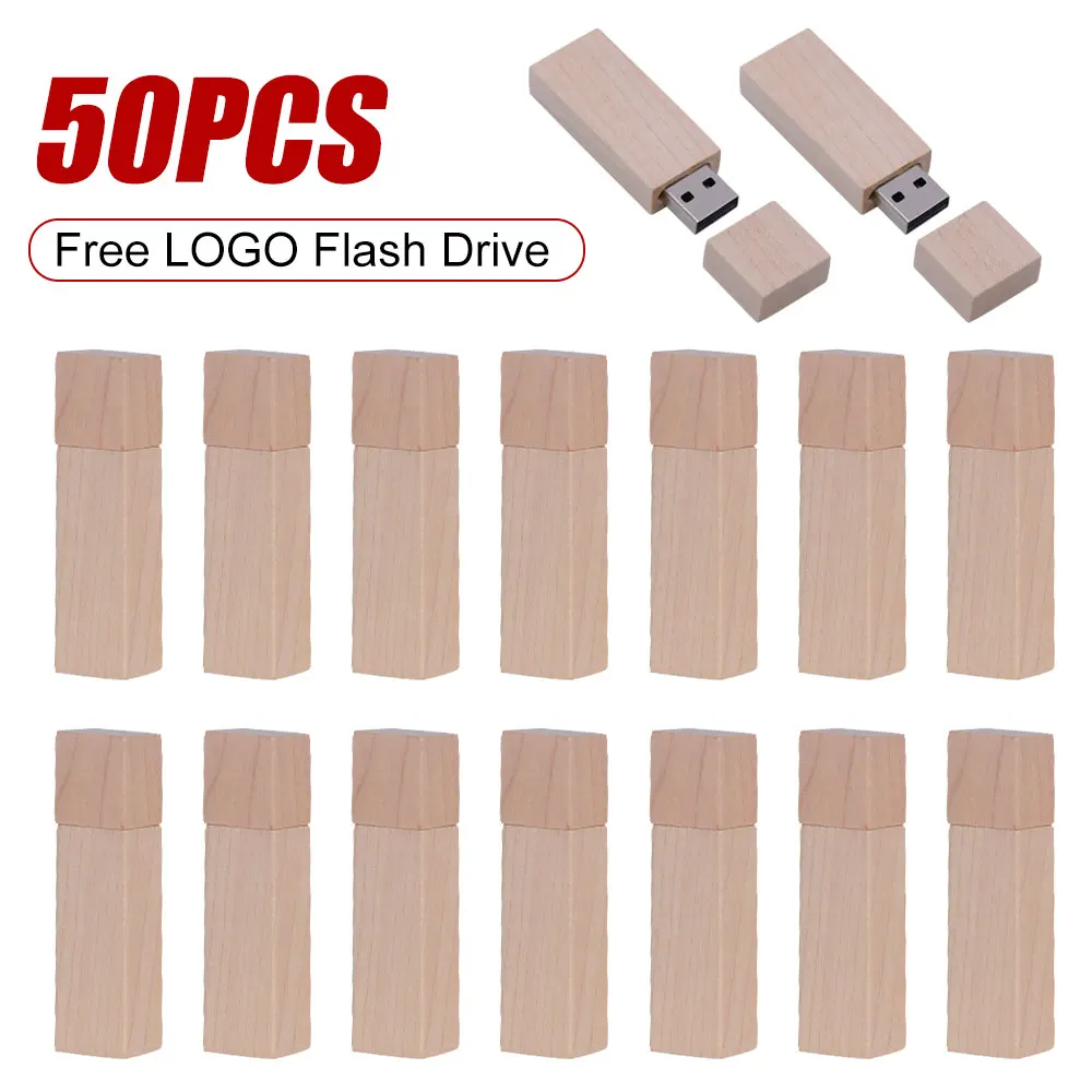

50pcs/lot Custom Logo Wooden USB Flash Drive Pen Drive 4gb 8gb 16gbSmart Pendrive 32gb 64gb USB Stick Photography Business Gift