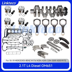 Engine Timing chain Rebuild Kit Full gasket set Crankshaft Piston & Con rod For 09-23 OM651 2.1 2.2 Mercedes-Benz W166 W212 2.1T