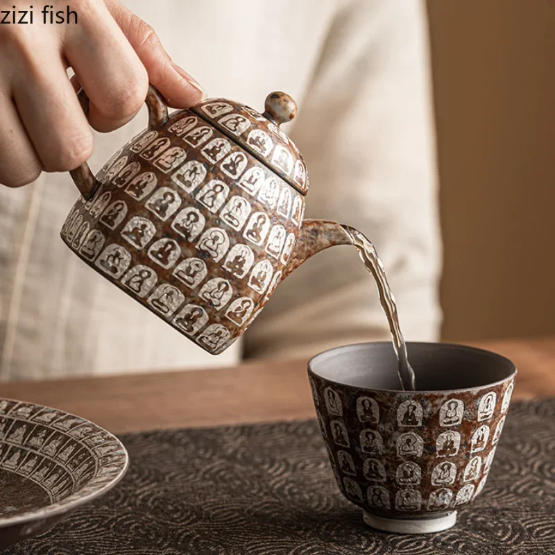 

Будда квадратный чайник чайник чайная чашка керамический кунг-фу чай пивоварня чайная посуда один горшок поднос чайная посуда