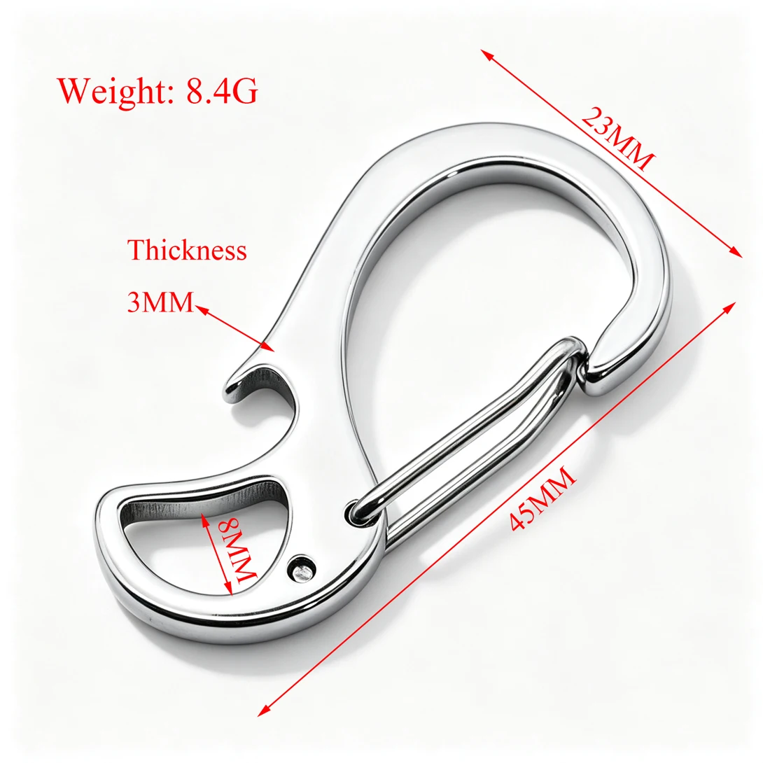 20Pcs Solid Stainless Steel Carabiner Keychain EDC Multi Tool Bottle Opener Spring Snap Hook Outdoor Camping Daily Key Holder