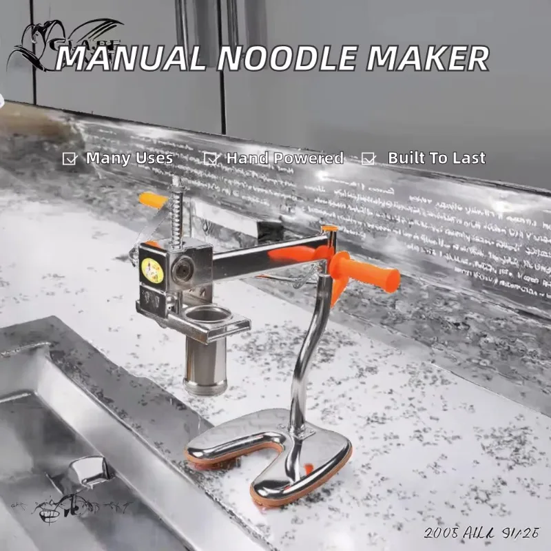 Household Manual Stainless Steel Noodle Extruder & Dough Press Machine with Bearing Core Components Multifunctional