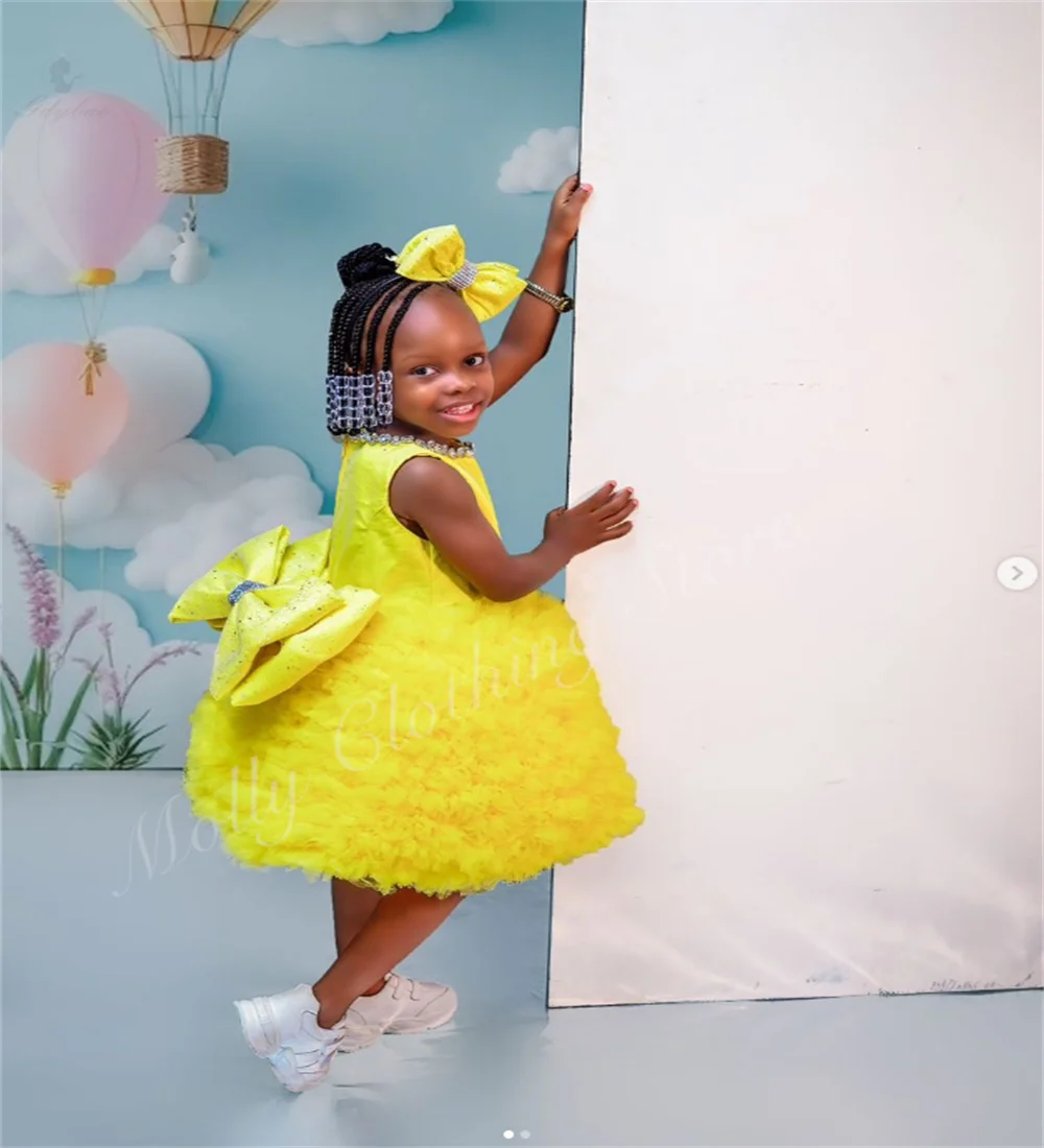 Flower Girl Dress with Silver Jewelry Collar for Kids Beautiful Pageant Homecoming New Year Event Knee-Length Children's Dress