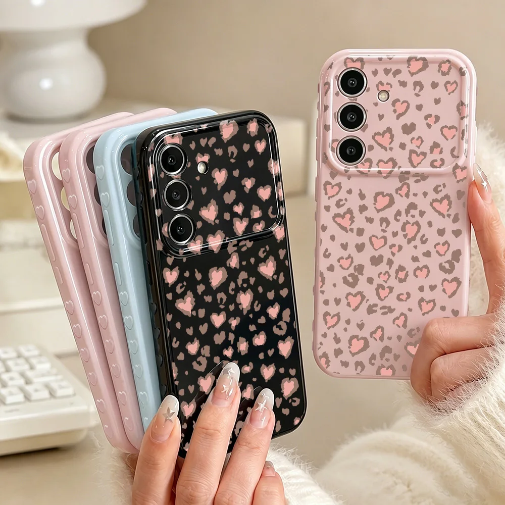 Luxury Leopard Phone Case For Samsung A57 A56 A55 A54 A07 A17 A37 A27 A36 A35 A16 A06 A05S Soft Cover Bumper Love Side Butten