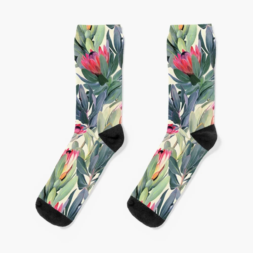 

Painted Protea Pattern Socks men cotton high quality Run Socks Woman Men's