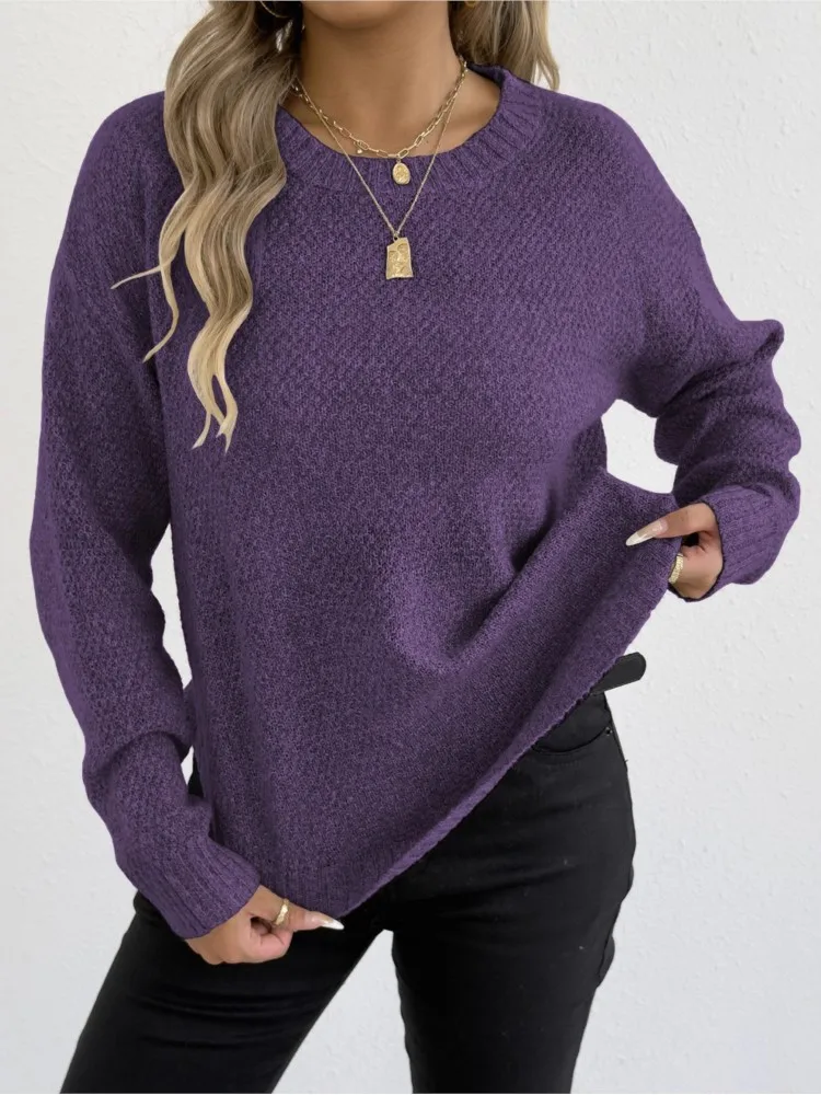 

Women's Pullover Tops Knitted Sweaters Casual Bottoming Shirts Round Neck Winter Clothes Woman Pulls Femmes Simple Style Trendy