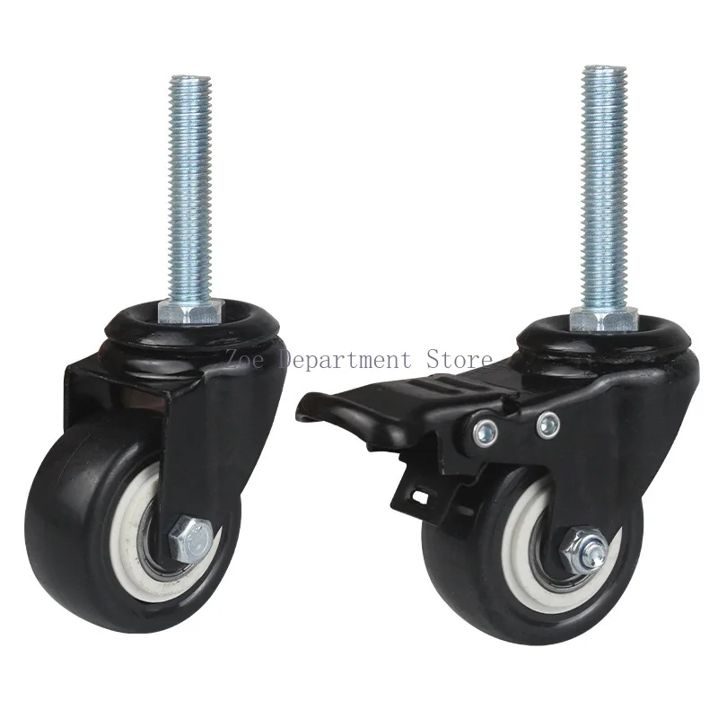 4pcs 50mm Heavy-Duty Black Swivel Castor Wheels 180kg Capacity 2-Inch Rubber for Furniture Trolley Home Office Caster