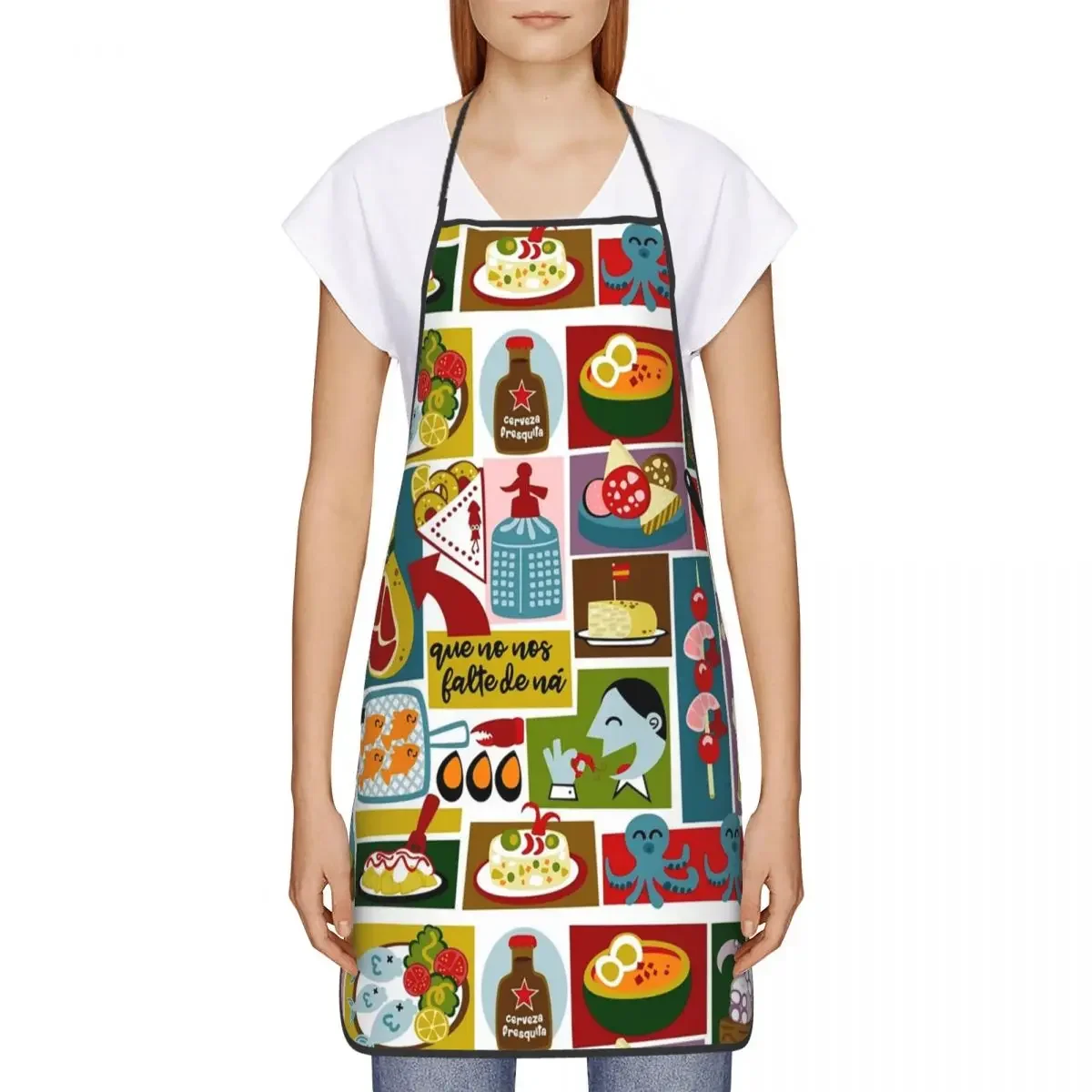 The Typical Spanish Brunch Apron Women Men Unisex Bib Spain Kitchen Cooking Tablier Cuisine Chef Painting