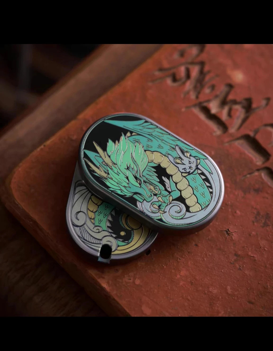 Used EDC MOT Year of The Dragon Rhythm, Green Dragon Law Titanium Alloy Edc Toy, Cool
