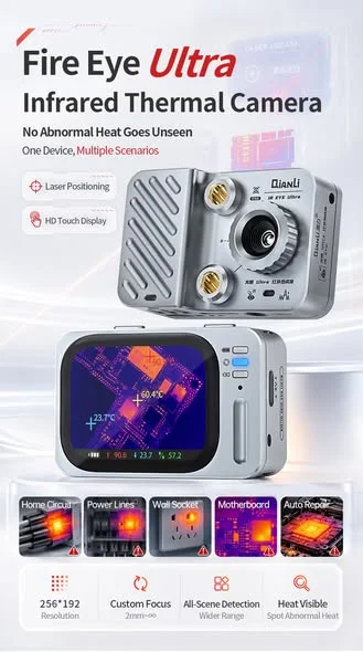 QianLi IR EYE Ultra Infrared Thermal Imager Laser Assisted Targeting HD Touch Display for Household Circuits/Power Lines Repair
