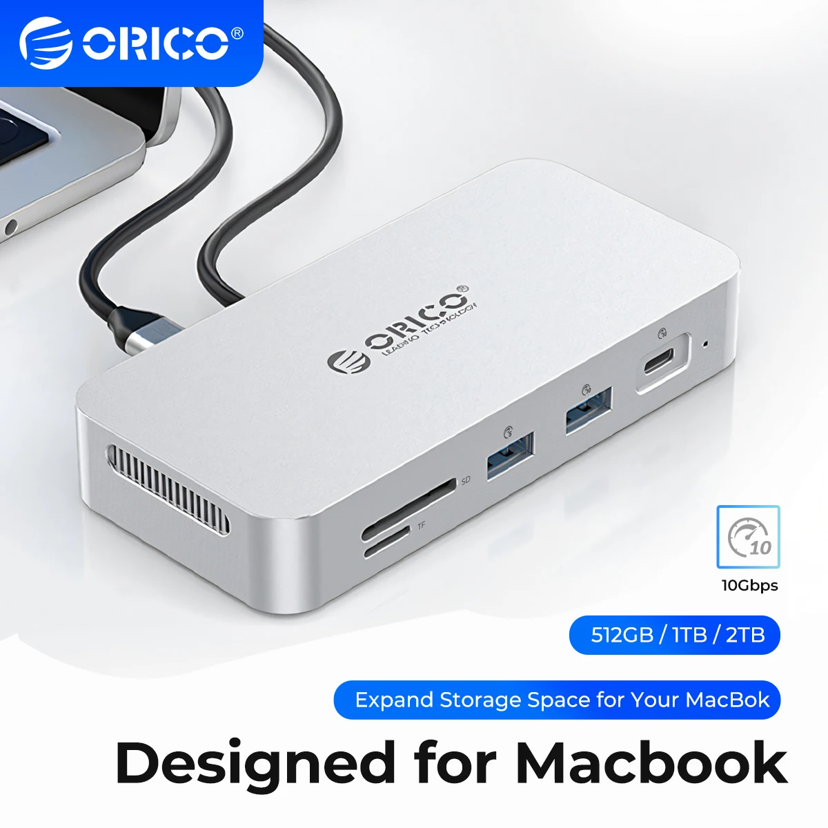 ORICO-Tipo C para adaptador compatível com HDMI, Docking Station, 4K @ 60Hz, Data Link, PSSD 2TB, SSD externo, USB 3.2, Gen2, HUB para MacBook