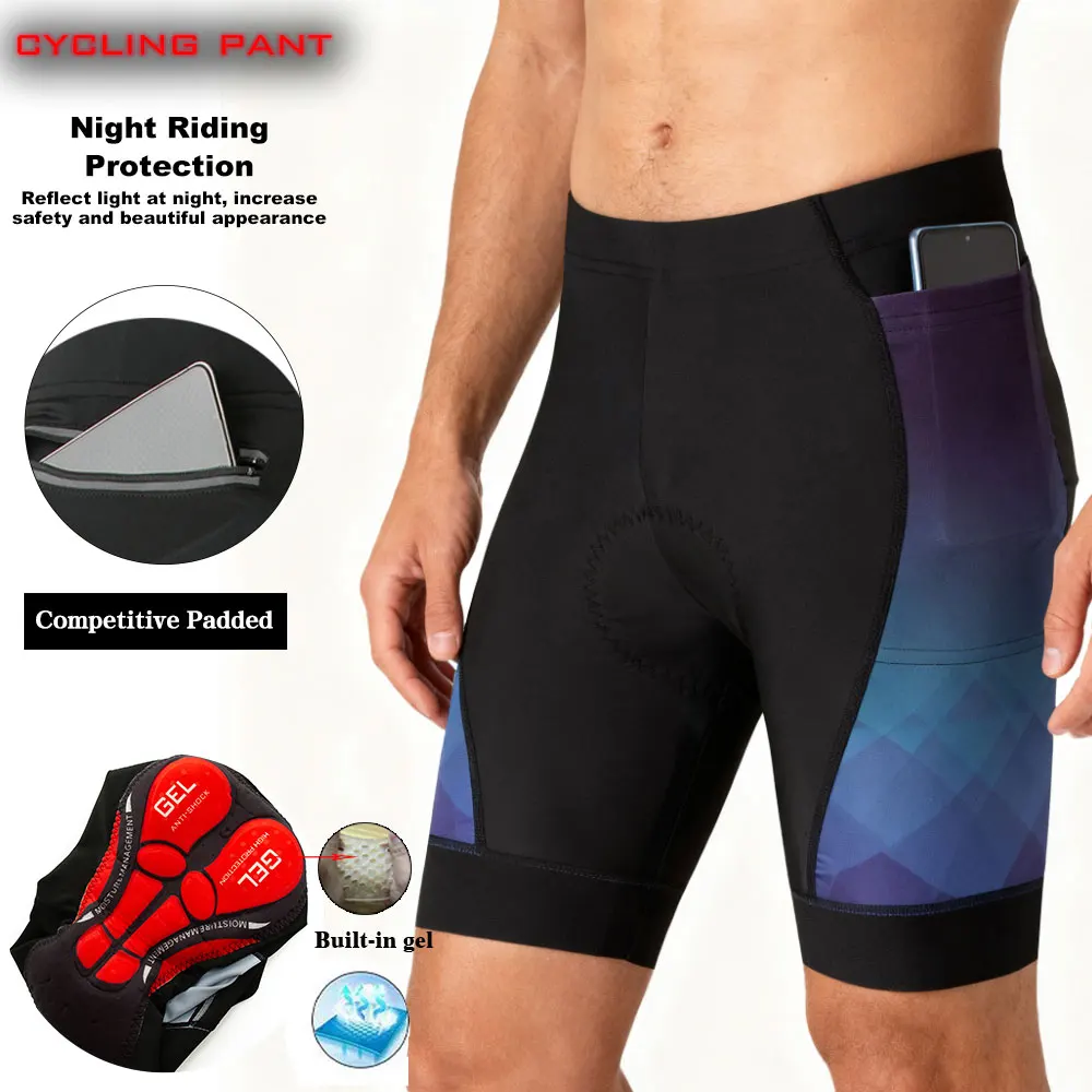 

Новая модель мужских велосипедных шорт с задним карманом, с 5D гелевой подкладкой, для езды на горных и шоссейных велосипедах, полупанталоны, тайтсы.