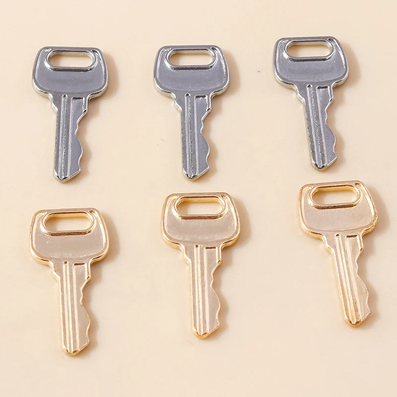 Leslie 20pcs 11*23mm Gold Silver Color Key Charms for DIY Jewelry Necklace Retro Key Pendants Handmade Jewelry Making Craft