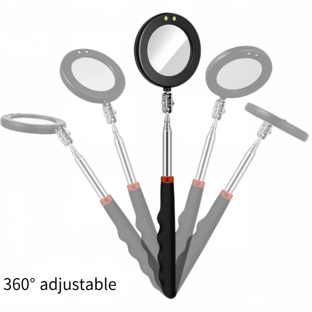 Metal Telescopic Inspection Mirror with 360 Degree Swivel and Extension up to 29 Inches for Detailed Visual Checks