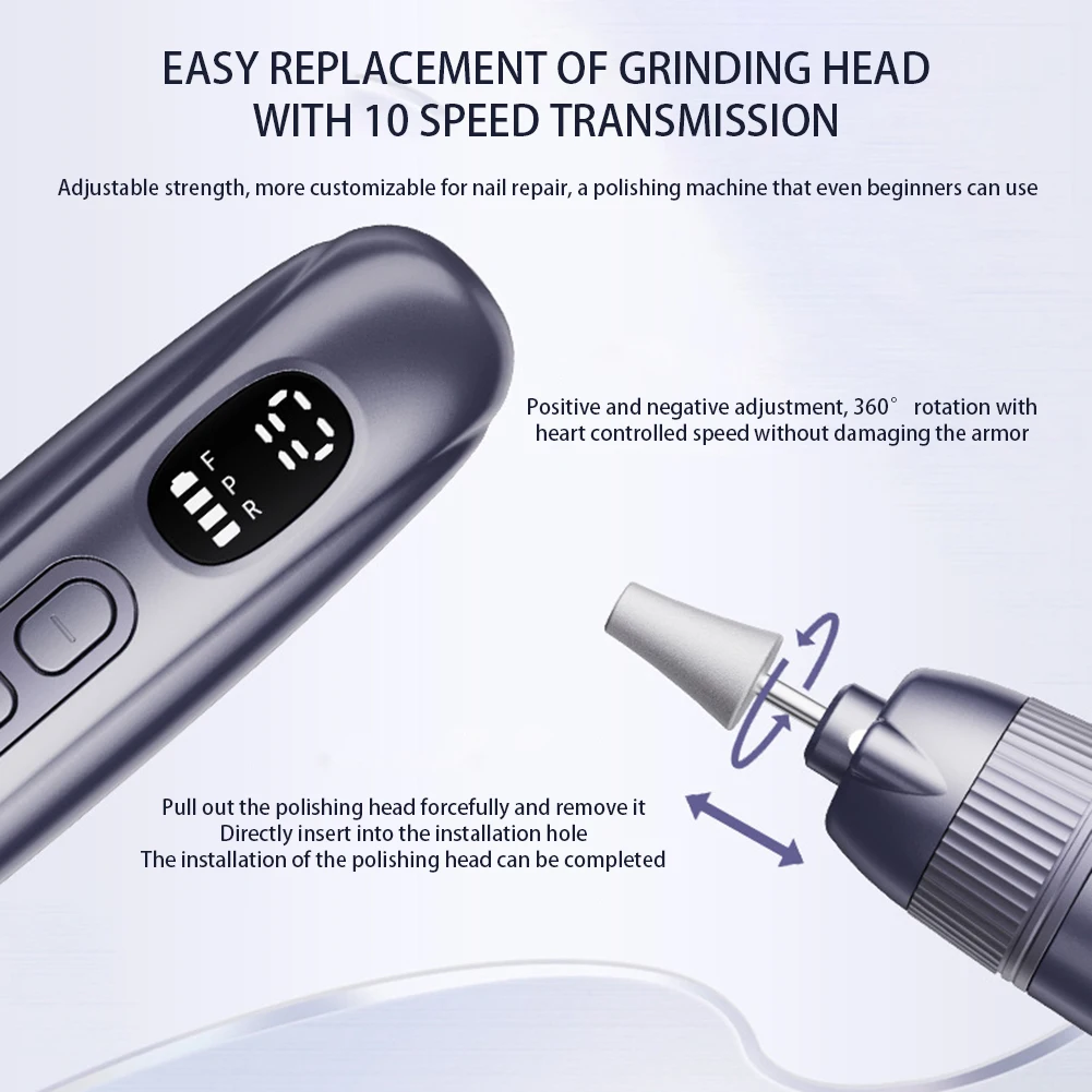 Nail Drill Machine Set,Electric Nail Sander Gel Polish Remover Tools,For Acrylic Nails 10 Speed Electric Nail Drills Kit