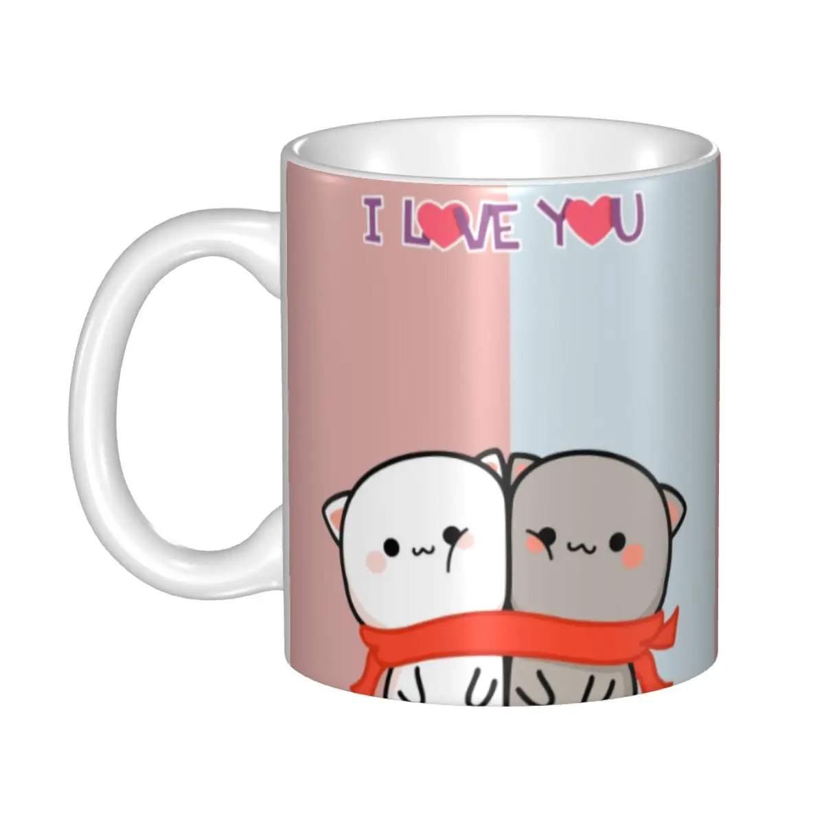 Tazas de café Mochi Cat Peach And Goma para el Día de San Valentín, Taza de cerámica personalizada DIY, regalo creativo