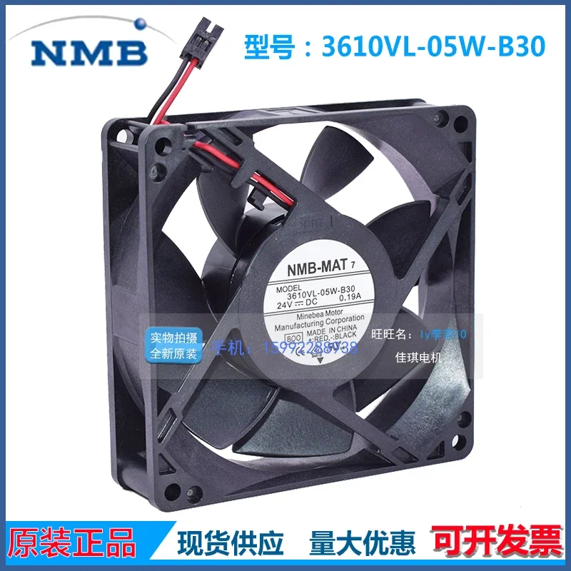 NMB-MAT 3610VL-05W-B30 B00 BQ3 DC 24V 0.19A 90x90x25mm 2-Wire Server Cooling Fan