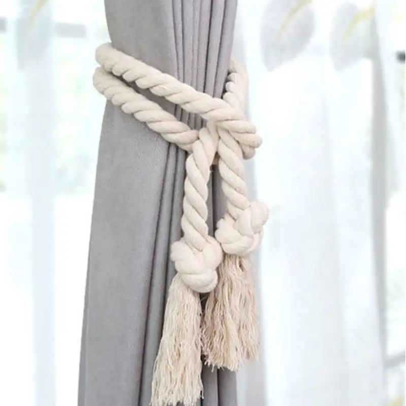 Set Curtain Buckles Tie Rope Curtain Tieback Holder Clips Rope Home Decor Curtain Home Decorative Accessories Solid Color