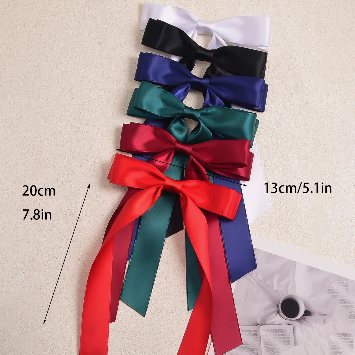 6 polyester webbing long streamer bow duckbill clip Hairpin Fashion popular everything girls daily dress up hair accessories