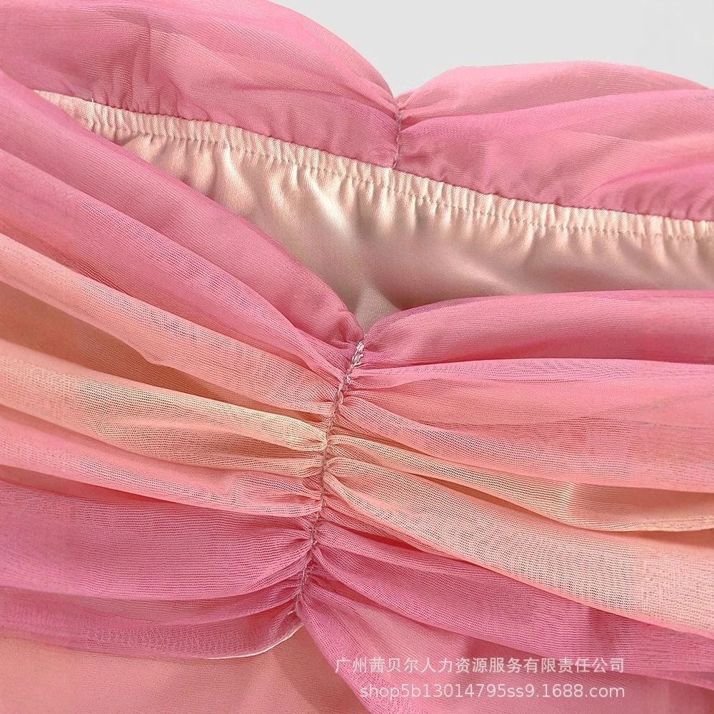 Abiti da donna Abito plissettato Sfumato Sheer Slash Neck Lunghezza pavimento Vita stretta Leggero Strech Slim Elegante Party 2025 Autunno