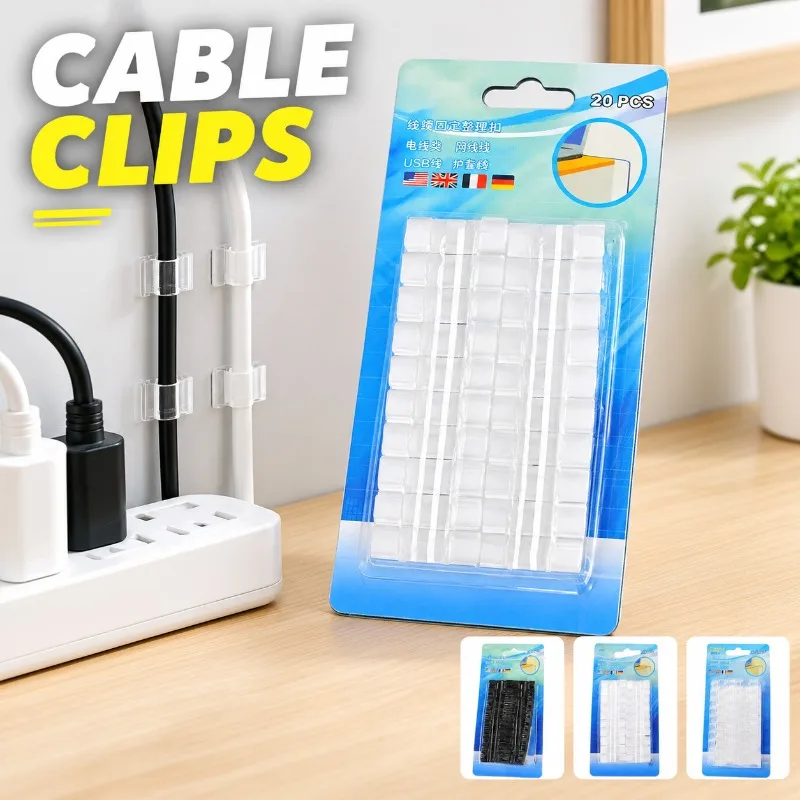 Upgraded Wire Holder No Drill Cable Organizer Wall Routing Power Strip Cord Fixing Clips for Household Cable Management