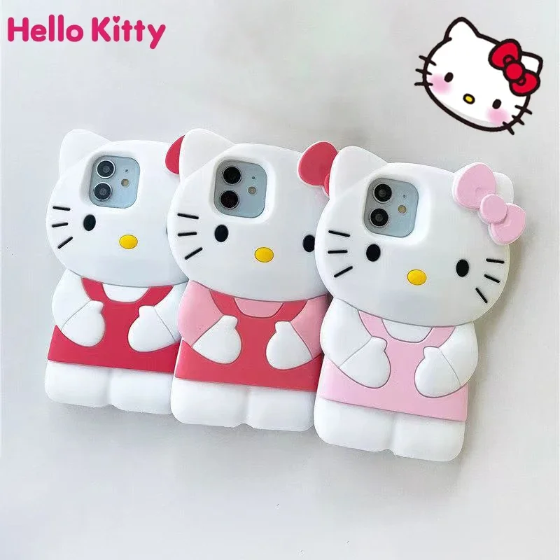 Hello Kitty cassa del telefono per IPhone 13 12 11 Pro Max Xsmax Xs Xr X 7 8 Plus 3d Stereo All-inclusive Anti-drop telefono Shell Cover