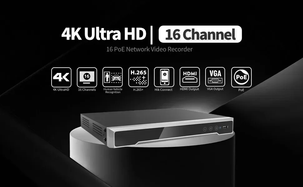 Original  8MP 16 Channel 4K NVR DS-7616NI-Q2/16P 16 PoE Ports CCTV IP Security Surveillance Network Video Recorder