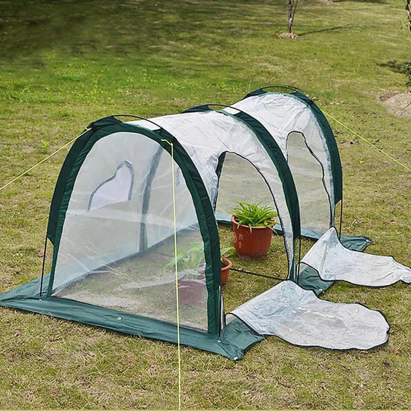 PE Garden Heat Preservation Tunnel Tent Foldable Greenhouse Tent  With Roll-Up Zipper Door Rainproof Antifreeze