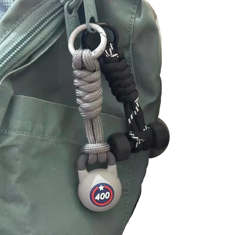 Neuer Fitness-Serie-Schlüsselanhänger, handgewebt, Kettlebell, Hantel, Schlüsselanhänger, Geschenk für Fitness-Enthusiasten, modischer Charm-Taschenanhänger – Detail 2