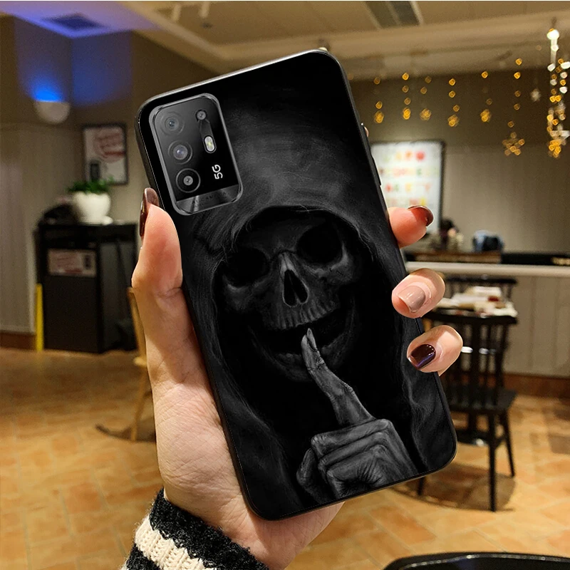 غريم ريبر الجمجمة جراب هاتف ل ممن لهم A54 A74 A94 A53S A9 A5 A15 A16 A91 A96 A76 Reno8 8Pro Reno2 Z