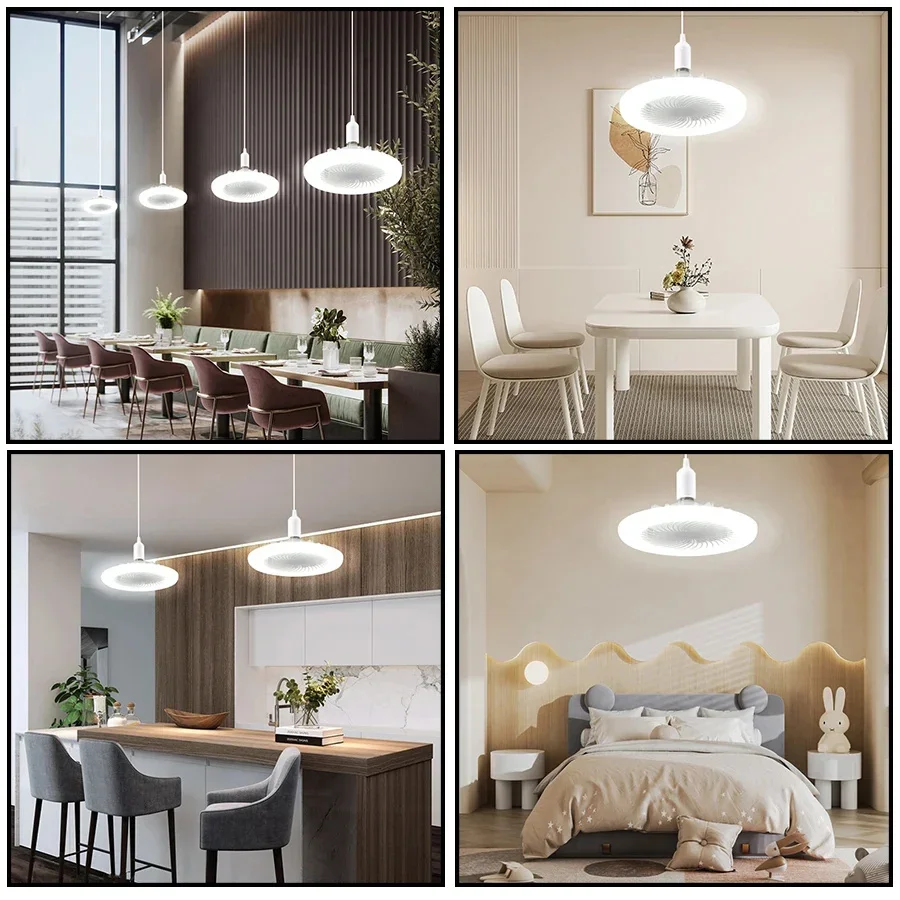 Ventilateur de plafond rotatif 3 en 1 avec télécommande, lampe d'éclairage, Base de convertisseur E27, Base d'éclairage pour chambre à coucher et salon ﻿ Aromathérapie