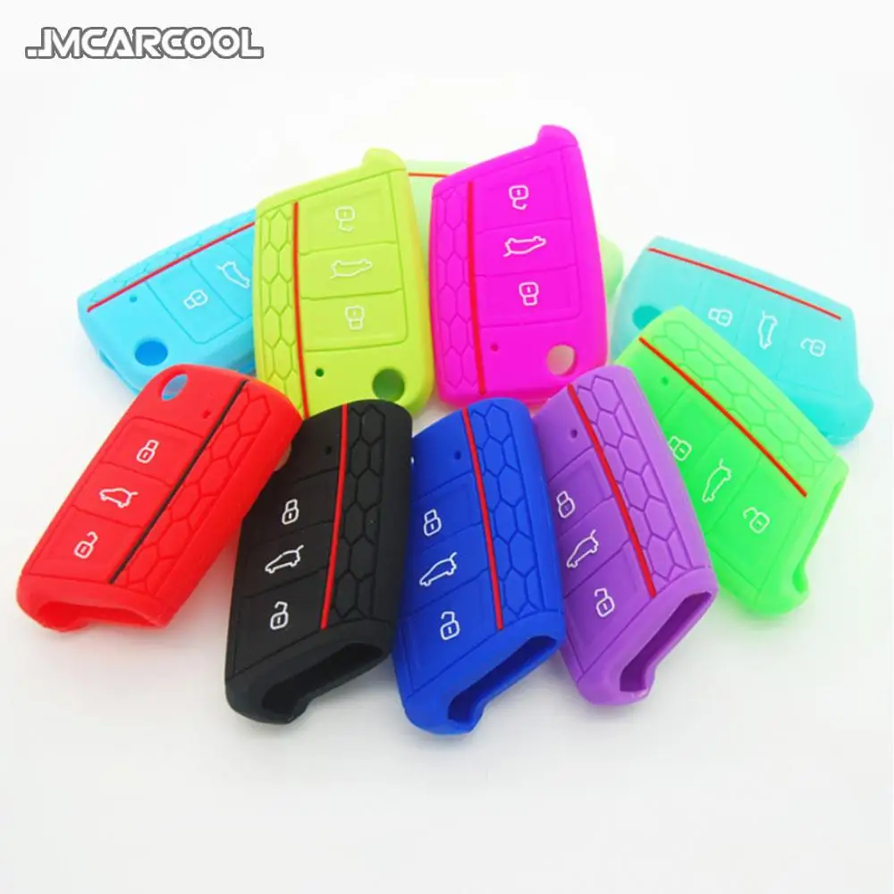 Silicone Car Key Case 3 Buttons Flid Key Fob Cover Case Skin Cover for Volkswagen VW Golf 7 mk7 Auto Key Protector Accessories