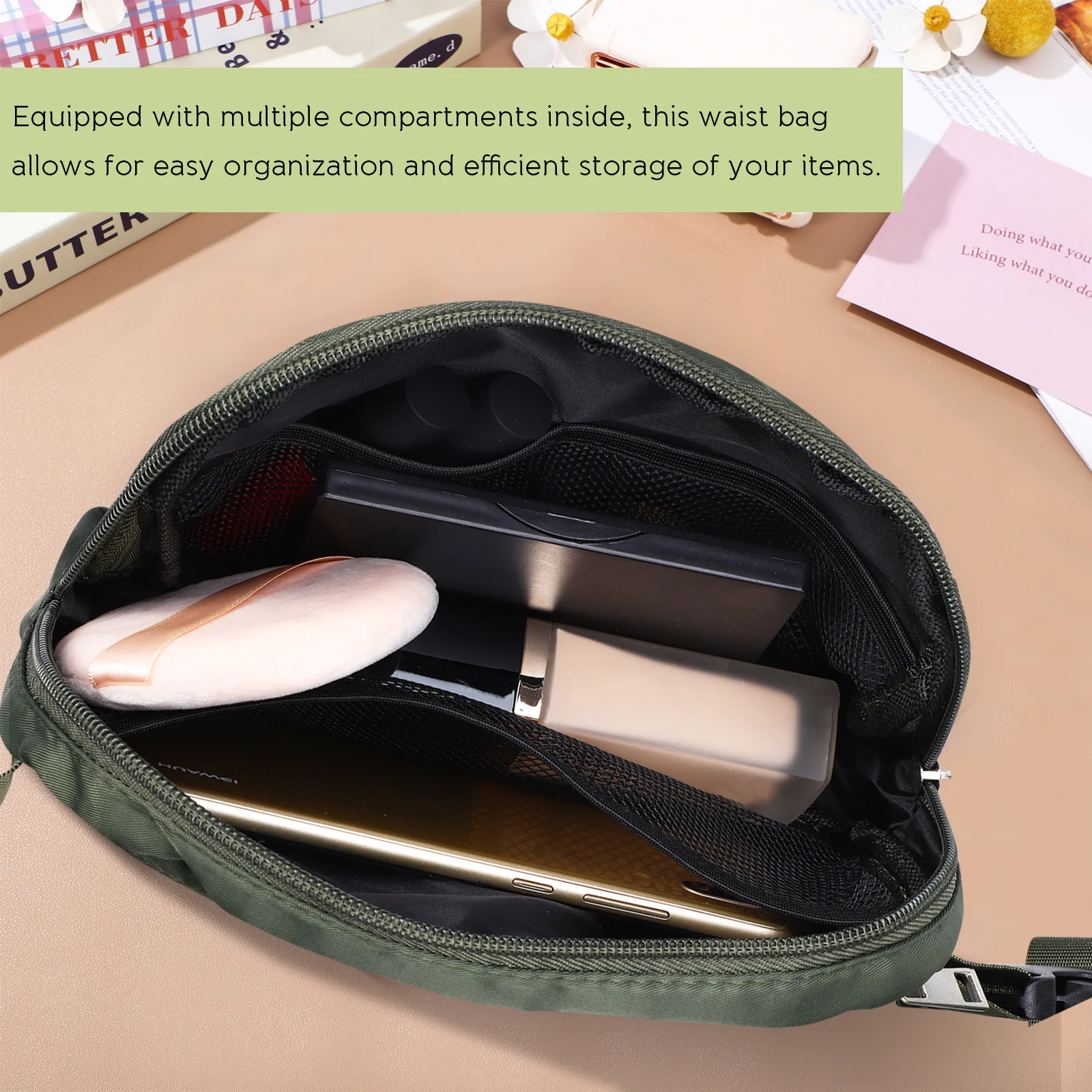 

Waterproof Belt Bag Unisex Nylon Waist Bag Adjustable Sling Pack for Running Hiking Travel Outdoor Sports Storage