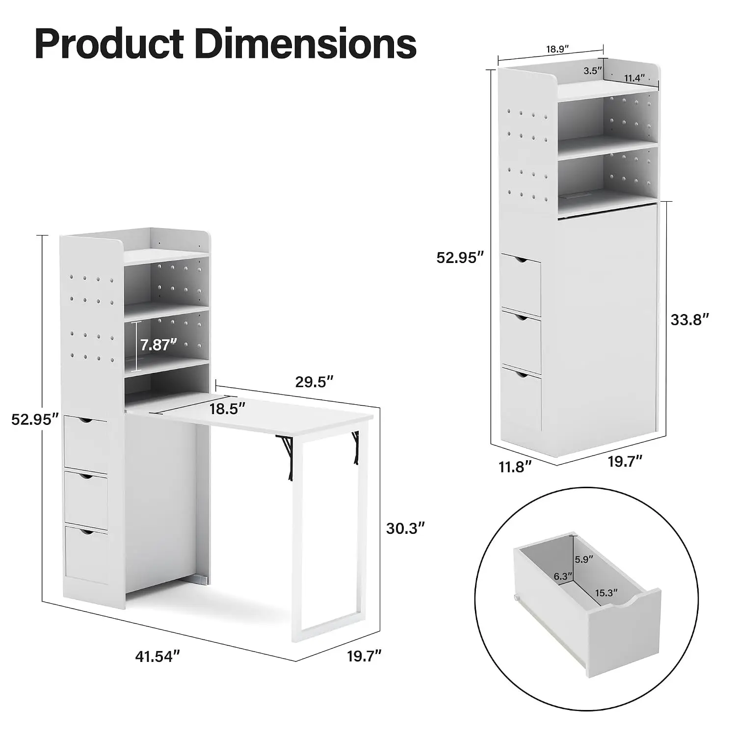 Wall Mounted Foldable Desk with Storage & Power Outlet, Space Saving Table for Small Spaces Home Office Bedroom, Customized