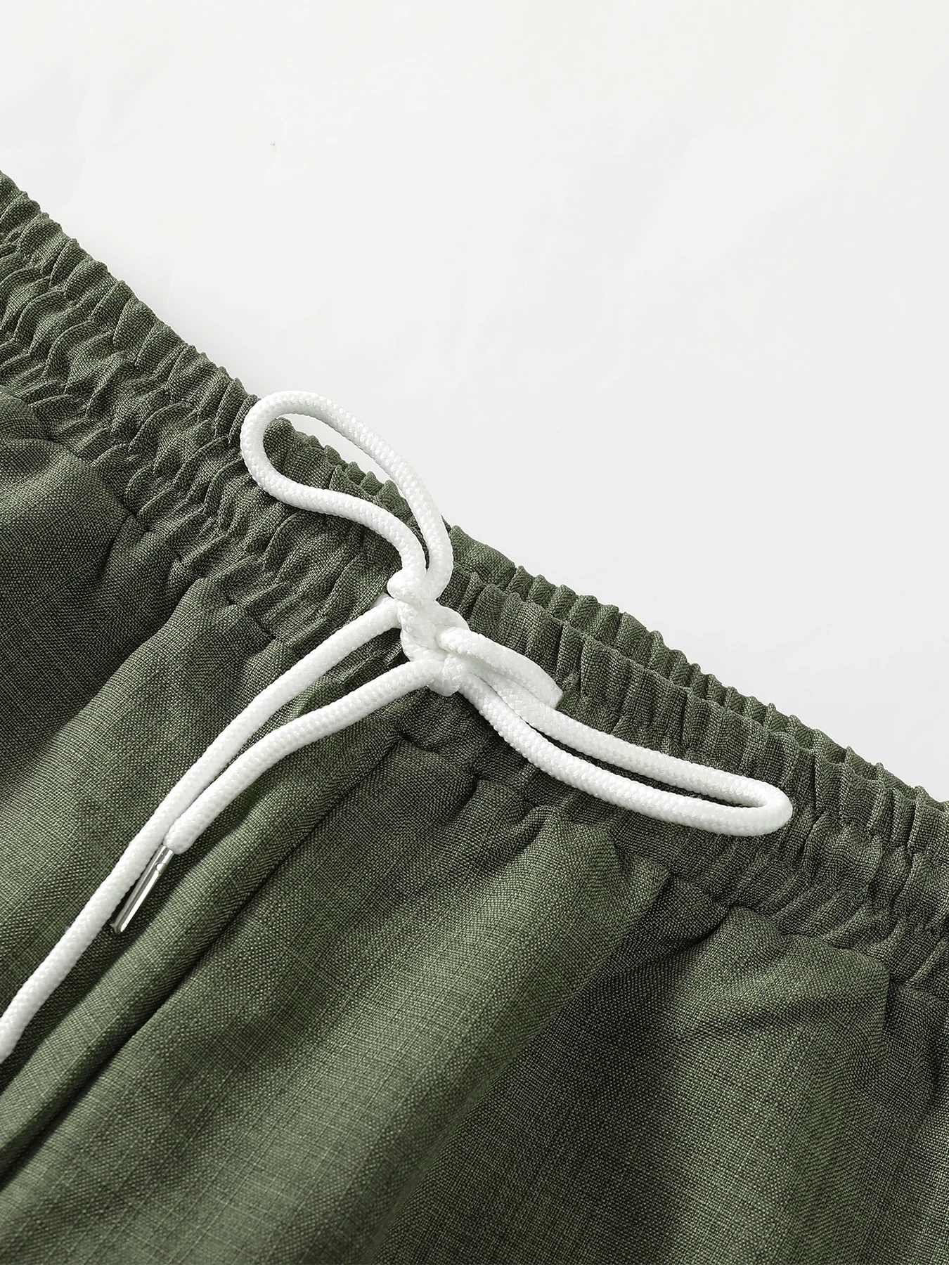 Picture 5: Men's Plus Size 2 Piece Color Block Outfits, White Green Stand Collar Textured Shirt & Drawstring Pants Set